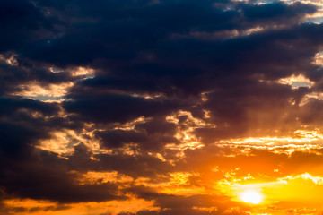 colorful dramatic sky with cloud at sunset