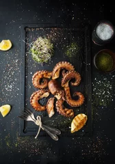 Rolgordijnen Grilled octopus with spices and lemon © Belokoni Dmitri