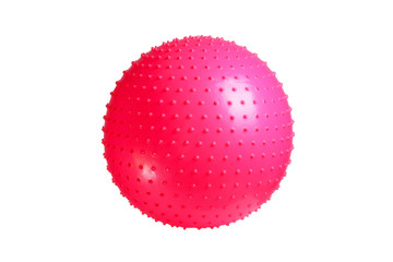 Close up of an pink fitness ball isolated on white background