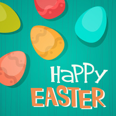 Decorated Colorful Eggs Easter Holiday Symbols Greeting Card Vector Illustration