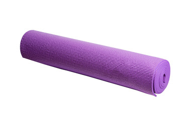 violet yoga mat on a white background