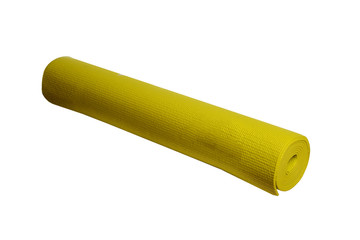 yellow yoga mat on a white background