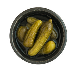 Homemade Pickled Gherkins or Cucumbers Isolated
