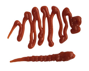 Set of Chile Pepper Ketchup Splashes Isolated on White Background Top View