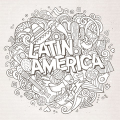 Latin America. Cartoon vector hand drawn Doodle illustration
