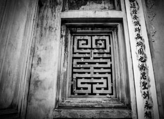 Chinese style window in black and white tone
