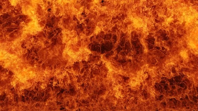 Inferno fire wall in slow motion with seamless loop isolated, hell fire burning up, shooting with high speed camera, intense fuel blazing, perfect for digital composition.