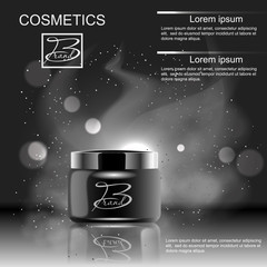 Design cosmetics advertising product on a black background. Template, blank, for your design.