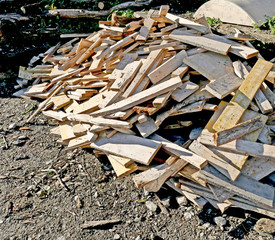 Scrap timber to be recycled. 