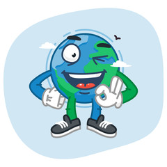 Obraz premium Character Earth Shows Gesture Ok!