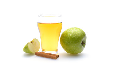 Apple juice on white background