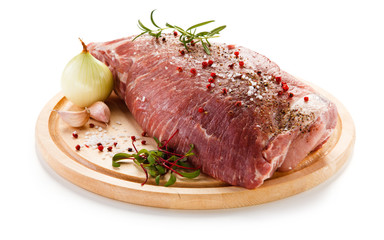 Fresh raw pork on cutting board