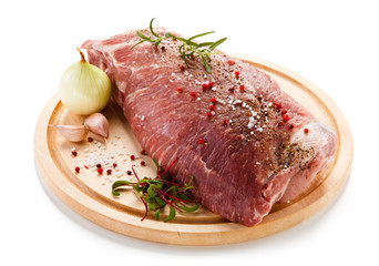 Fresh raw pork on cutting board