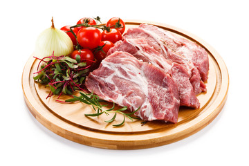 Raw pork on cutting board