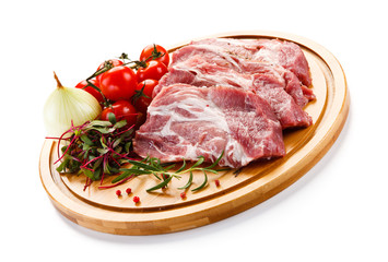 Raw pork on cutting board