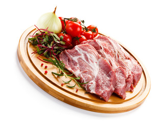 Raw pork on cutting board
