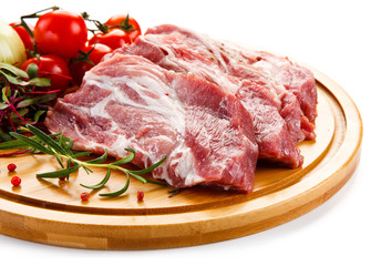 Raw pork on cutting board