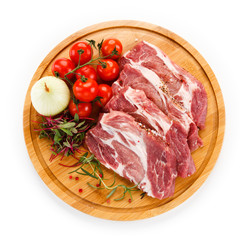 Raw pork on cutting board