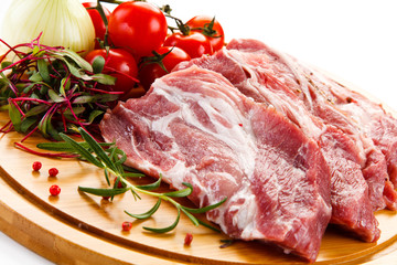 Raw pork on cutting board