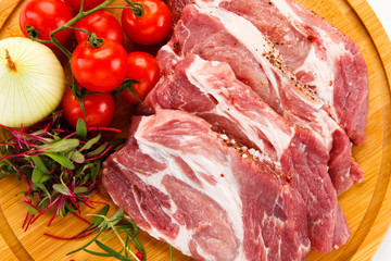 Raw pork on cutting board