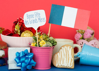happy grandmother day card in French text is celebrated on march 5th