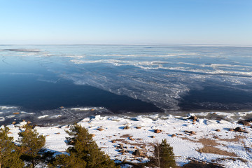 Spring ice off the coast of the Gulf of Finland on the Baltic Sea