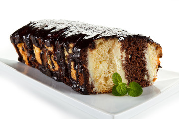 Pound cake with chocolate icing