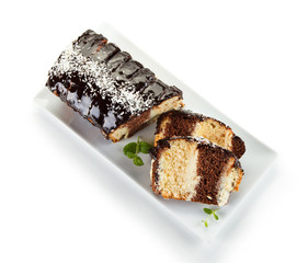 Pound cake with chocolate icing