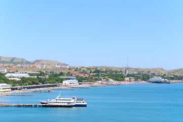 Marine Pleasure boat in the bay of the spa town