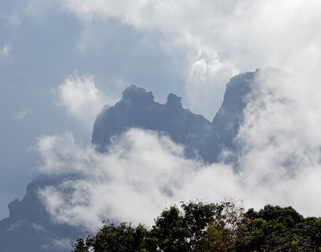 Tepyi covered with clouds in Canaima national park - Venezuela