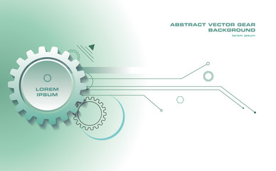 Abstract gear vector background with lines in cyan color