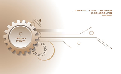 Abstract gear vector background with lines in brown color