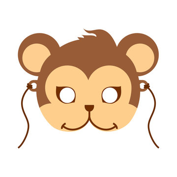 Monkey Carnival Mask. Brown Primate Ape Babbon
