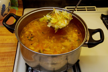 National ukrainian soup borsch cooking