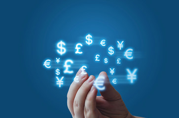 Currency symbols moving around the arm.