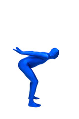 Fototapeta na wymiar Mysterious blue man in morphsuit