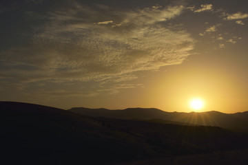 Sunset in mountains