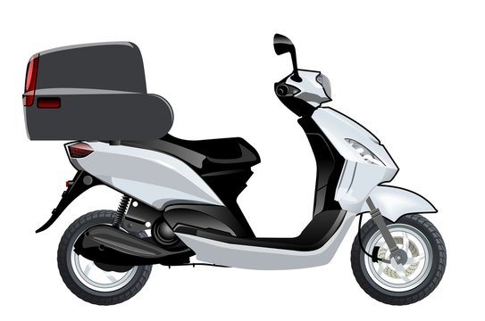 Vector scooter mockup. Available EPS-10 format separated by groups and layers vith transparency effects for one-click repaint