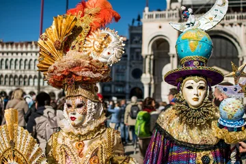 Gardinen Venetian carnival mask,Venice,Italy,25 February 2017,Traditional carnival in Venice venetian carnival mask © Rita