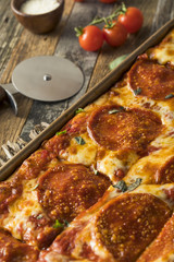 Homemade Pepperoni Sicilian Pan Pizza
