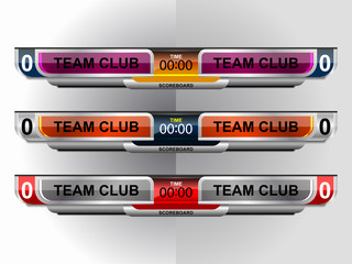 Scoreboard Broadcast Graphic Template for soccer and football, vector illustration