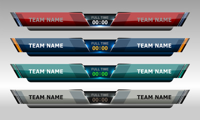 Scoreboard Broadcast Graphic Template for soccer and football, vector illustration