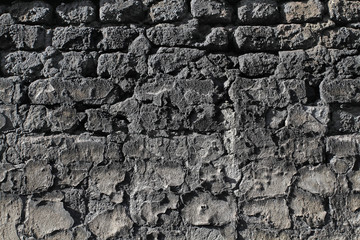 Background image of an old cracked brick wall with remnants of plaster