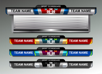 Scoreboard Broadcast Graphic Template for soccer and football, vector illustration