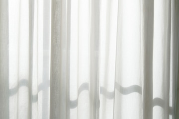 White transparent curtains. - obrazy, fototapety, plakaty