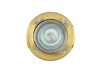 closeup of light bulb,Halogen lamp on white background, lamp vandal-proof, outdoor, LED, light, bright, light, energy saving panel, lights, reflectors, sun protection glass,electricity concept