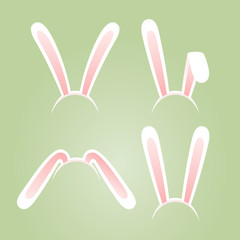 Bunny ears masks set. Vector illustration.