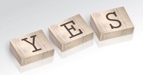 Fototapeta premium Word YES composed from alphabet blocks vector illustration