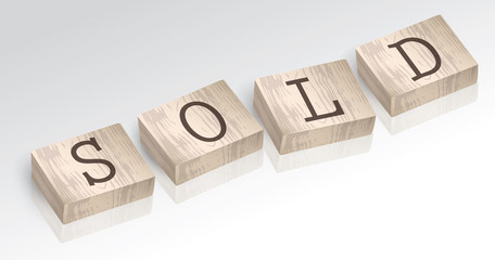 Word SOLD composed from alphabet blocks vector illustration