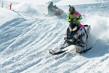Foto auf Leinwand Snowmobile racing. © zergsv